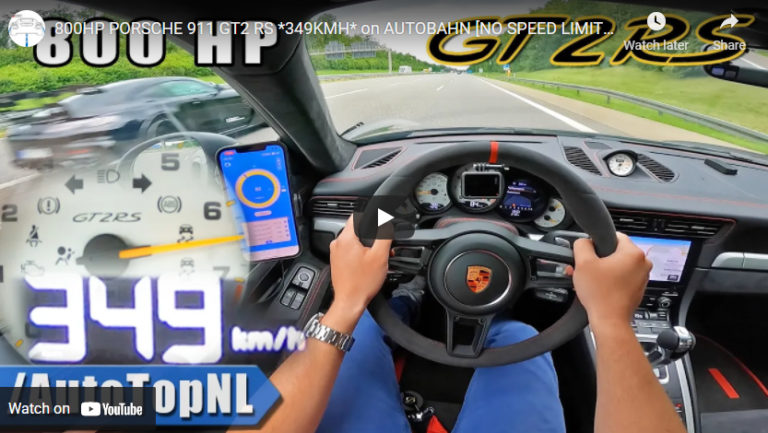 800HP PORSCHE 911 GT2 RS *349KMH* on AUTOBAHN [NO SPEED LIMIT] by AutoTopNL