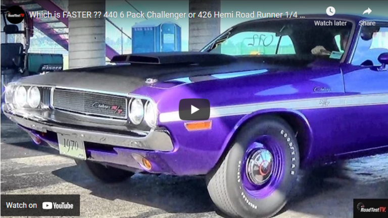Which is FASTER ?? 440 6 Pack Challenger or 426 Hemi Road Runner 1/4 Mile Drag Video – Road TestTV®