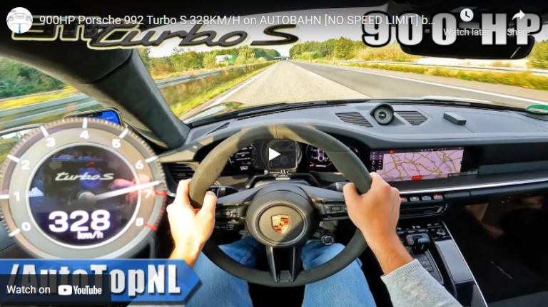 900HP Porsche 992 Turbo S 328KM/H on AUTOBAHN [NO SPEED LIMIT] by AutoTopNL