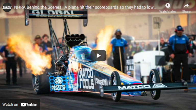 NHRA Behind the Scenes | A plane hit their scoreboards so they had to lower them!