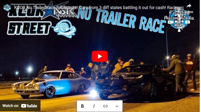 KCOR No Trailer Race full feature! Cars from 3 diff states battling it out for cash! Racing @ 14 min