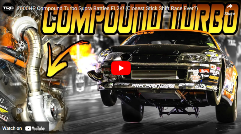 2000HP Compound Turbo Supra Battles FL2K! (Closest Stick Shift Race Ever?)