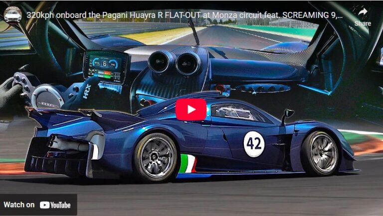 320kph onboard the Pagani Huayra R FLAT-OUT at Monza circuit feat. SCREAMING 9,000rpm V12 Sound!