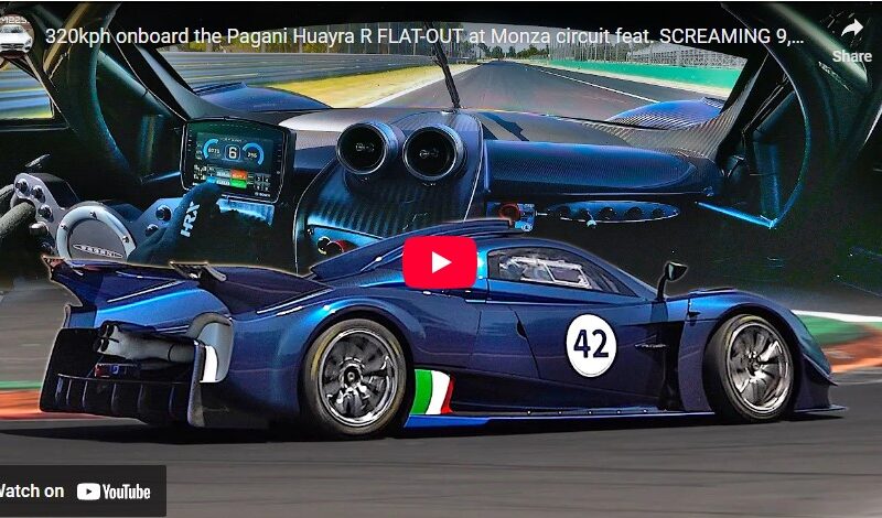 320kph onboard the Pagani Huayra R FLAT-OUT at Monza circuit feat. SCREAMING 9,000rpm V12 Sound!